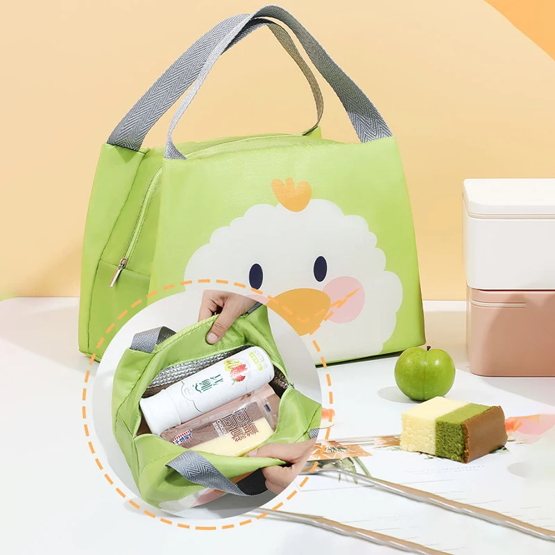 Cute Cartoon Printed Lunch Bag Kids Student School Lunch Bags Thermal Insulation Oxford Cloth Handbag Waterproof Storage Bags 3