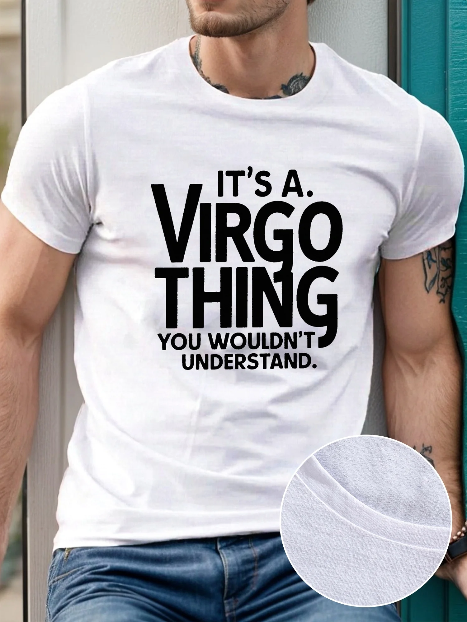 Men's Virgo Zodiac Graphic T-Shirt Its A Virgo Thing Typographic Print Royal Blue Casual Short Sleeve Tee Lightweight