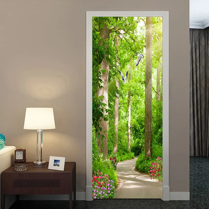 Sticker interior door decoration aesthetics poster Self-adhesive wallpaper virgin forest anti-fouling decorative stickers