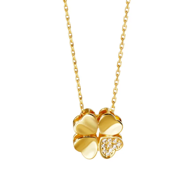

Versatile Style Women's 925 Silver Four-leaf Clover Necklace Electroplated Zircon Inlaid Chain Fashionable Fine Jewelry Necklace
