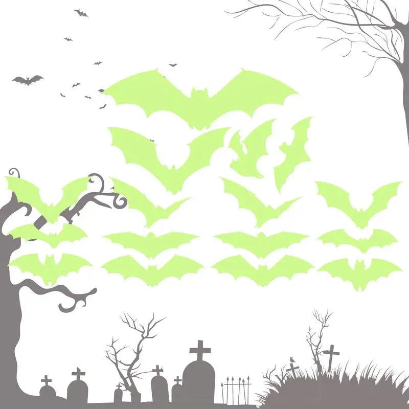 

Luminous Wall Decals For Halloween Luminous Bat Wall Decals Spooky Pumpkin Spider Scary Ghost Skeleton Skull Bat Decal For