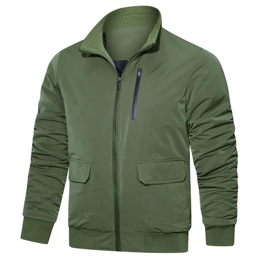 New Mens Jackets Spring Autumn Casual Coats Solid Color Mens Sportswear Stand Collar Slim Jackets Male Bomber Jackets
