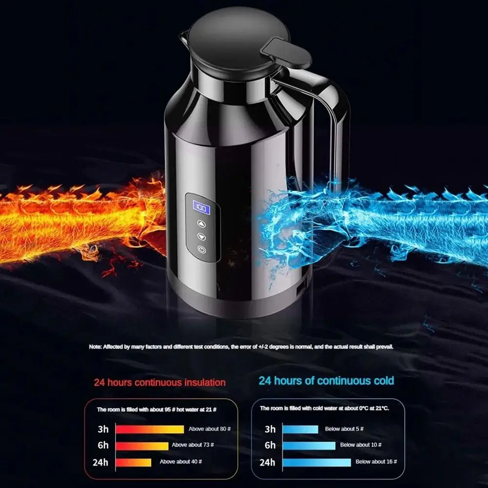 휴대용 자동차 핫 주전자 1200/1500ML 대용량 304 스테인레스 스틸 온수기 여행용 자동차 12V 24V 차/커피용 X2V3