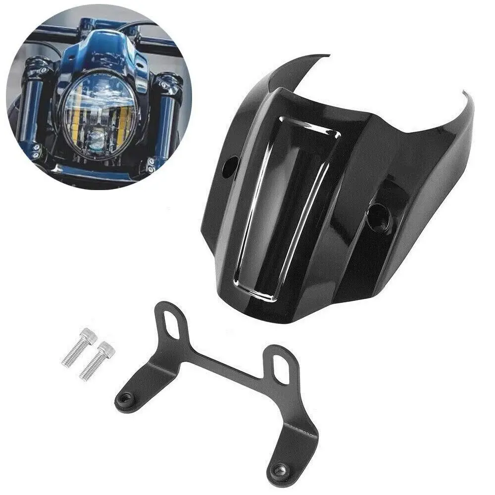 

Motorcycle Gloss Black Front Mask Headlight Fairing Cowl For 2018-2022 Harley Street Bob FXBBS 114 FXBB 107