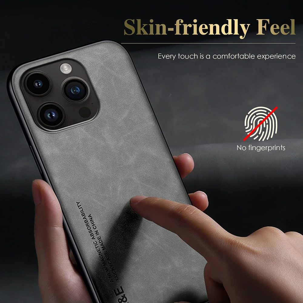 Luxury Genuine Leather Magnetic Phone Case - Premium Cover