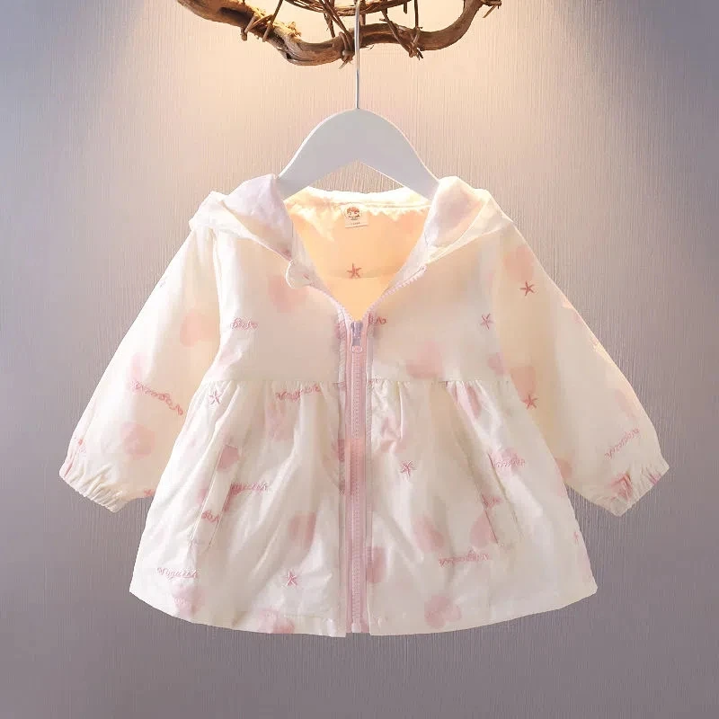

Toddler Baby Hooded Coat New Girl Baby Jacket Newborn Trench Coat Spring Autumn Windbreaker Top Children Zipper Cute Coat 2024