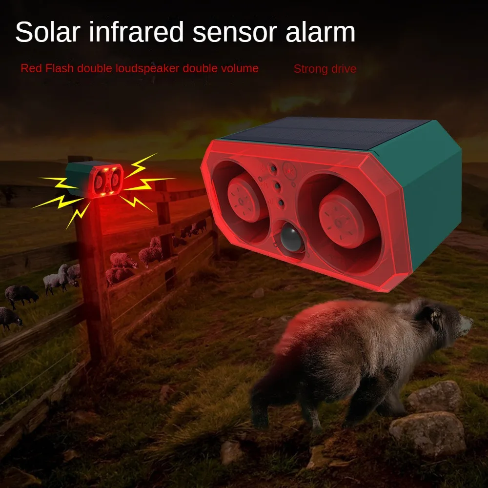 

Animal Repeller Reliable Surveillance Multifunctional Protection Beast Repellent Infrared Wireless Operation Solar Alarm Trumpet