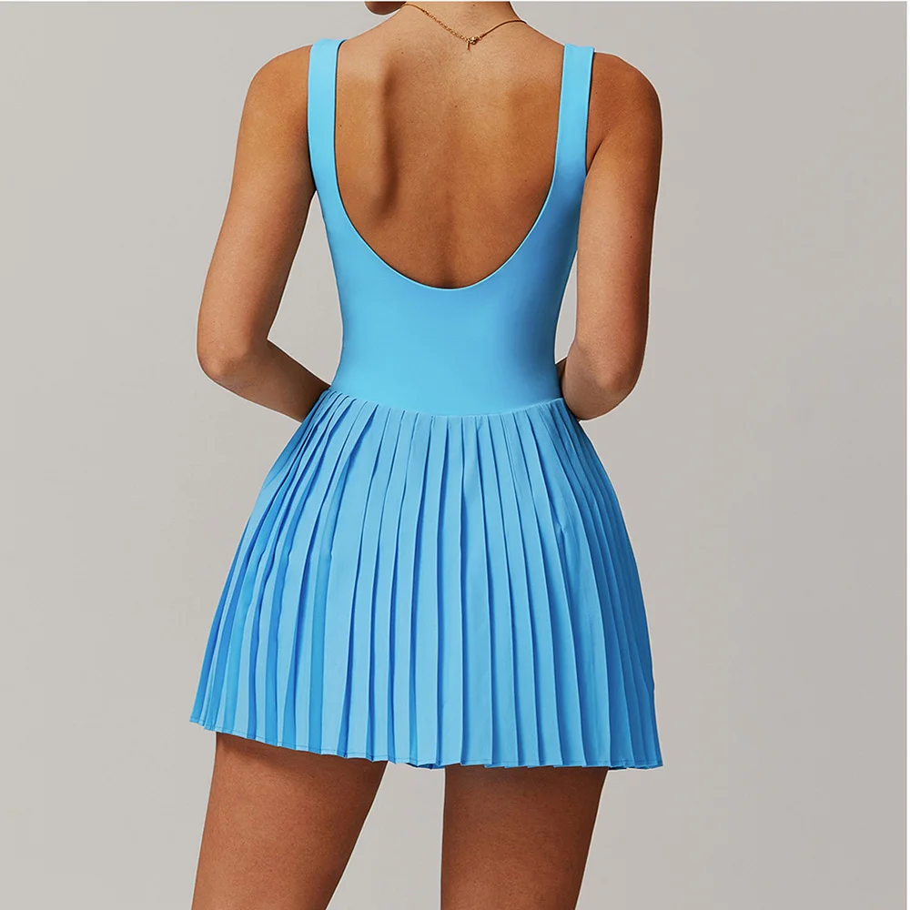 Yoga Set Naked Tennis Dress Women's Jumpsuit Bottom anti Glare Fitness Clothes Sports Running Pockets Pleated Skirt Sports Dress yoga set sports set sportswear set fitness set fitness jumpsuit fitness one piece wear