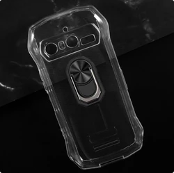 Durable Blackview Soft TPU Silicone Case with Back Finger Ring and Bracket for Blackview N6000SE (Transparent C Black)