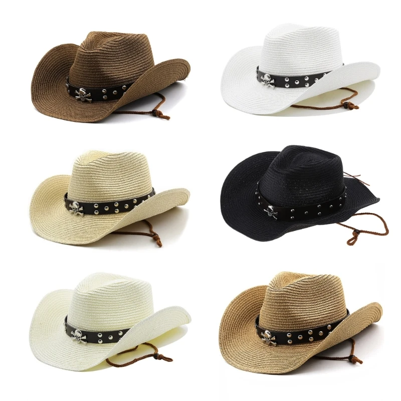

Adult Ethnic Straw Weaving Hat for Spring Summer Elegant Taking Photo Hat
