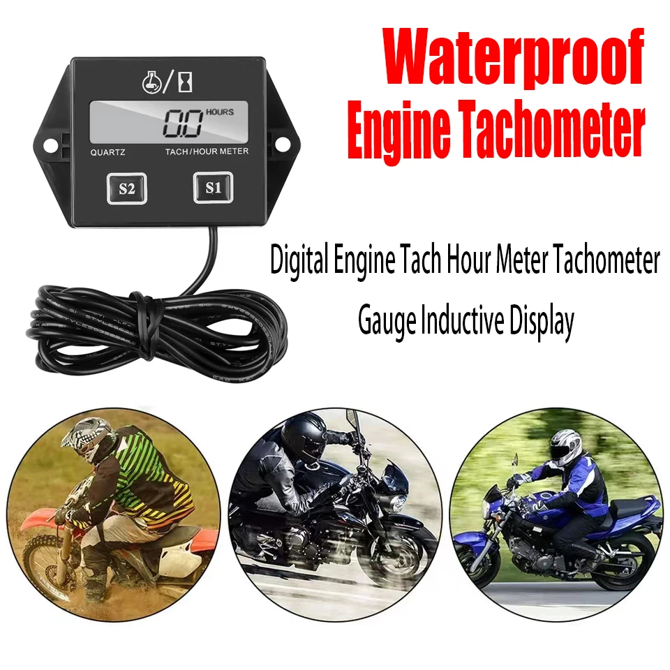 New Digital Engine Tachometer Hour Meter Instrument Induction Tachometer Display for Motorcycle Engine Chainsaw Bicycle Boat tachometer gauge,engine tachometer,tachometer meter