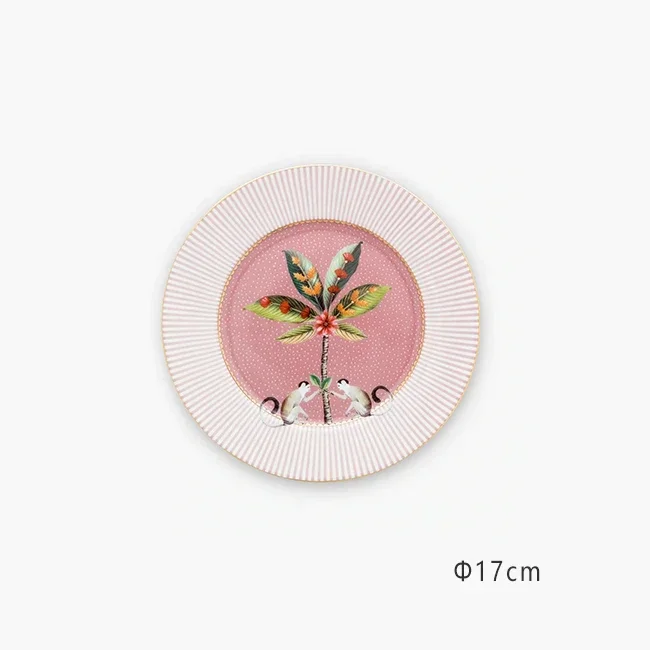 Dutch Pip Studio Pink Palm Island Tableware Series Dinner Plate/Fruit Plate Bowl Dishes and Plates Sets Plate Set