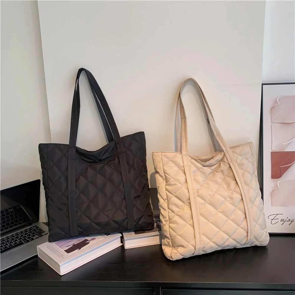 

Casual Large Capacity Ladies Totes Bags Fashion Cotton Padded Women Shoulder Bags Travel Handbags Female Daily Shopping Bags
