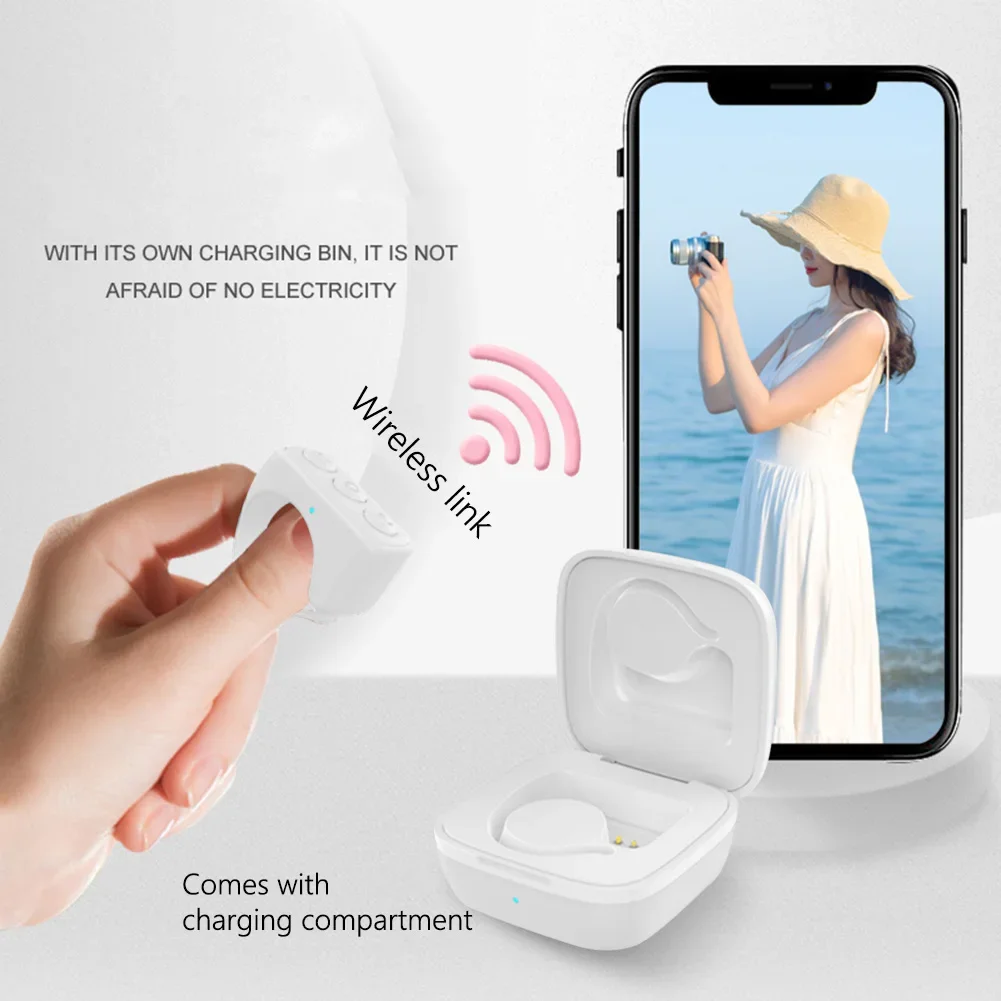 Wireless Bluetooth Remote Control Phone Selfie Video Controller Fingertip Page Turner Browse Selfie Shutter For Apple Huawei