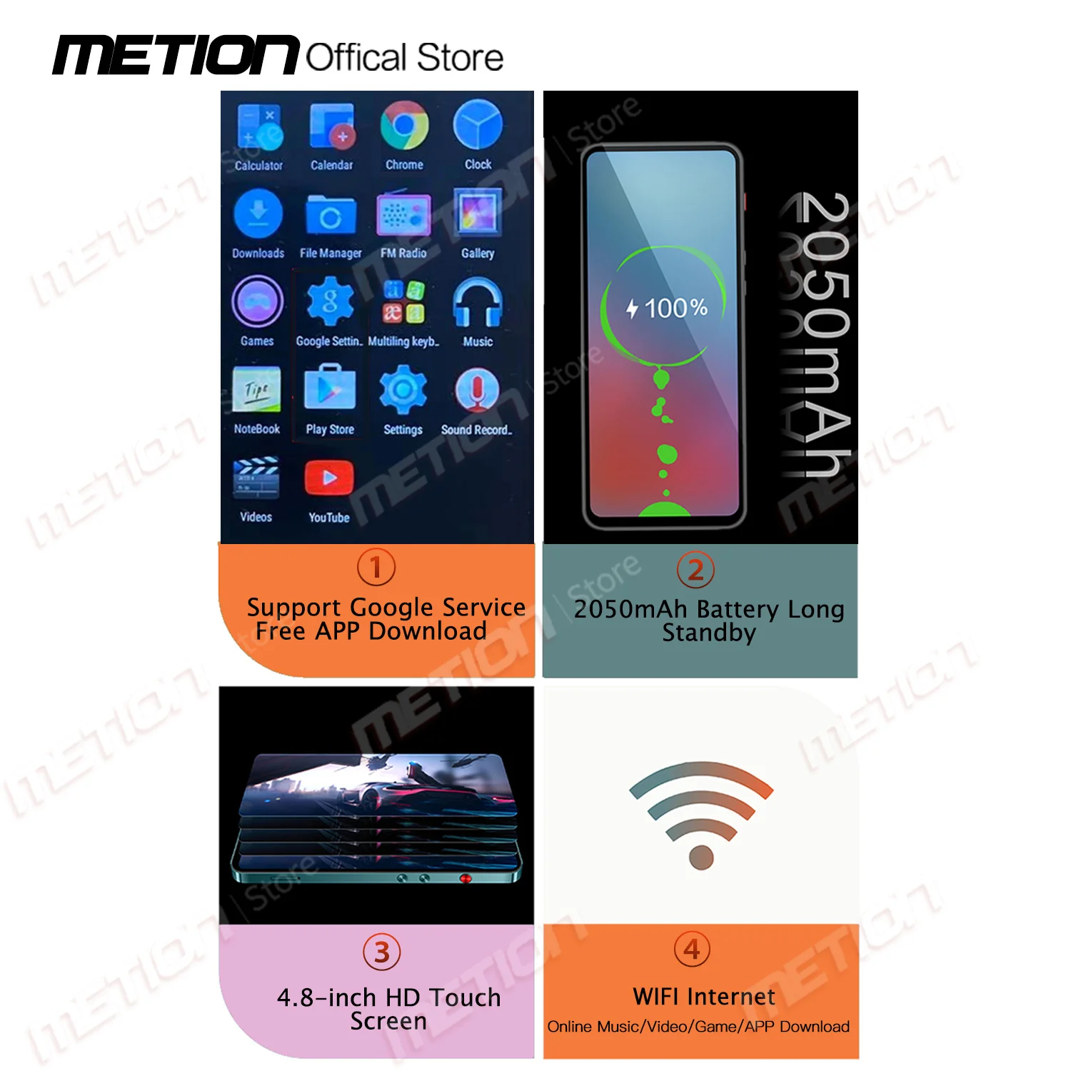 4.8"Full Touch Screen MP5WIFI MP3 MP4 Player Bluetooth5.0 Android7.1 Smart System Google Play Free Download with Speaker/Browser