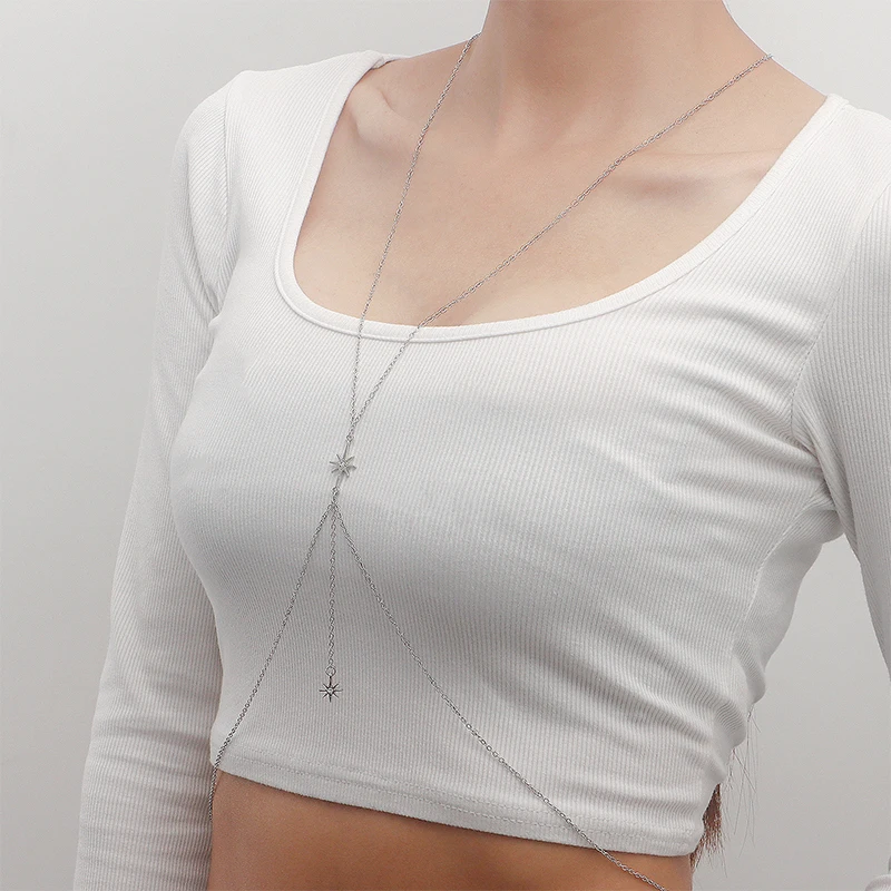 

New Simple Summer Sexy Body Bikini Chest Chain Harness Chain Jewelry Charm Body Necklaces Chain For Women Fashion Jewelry Gift