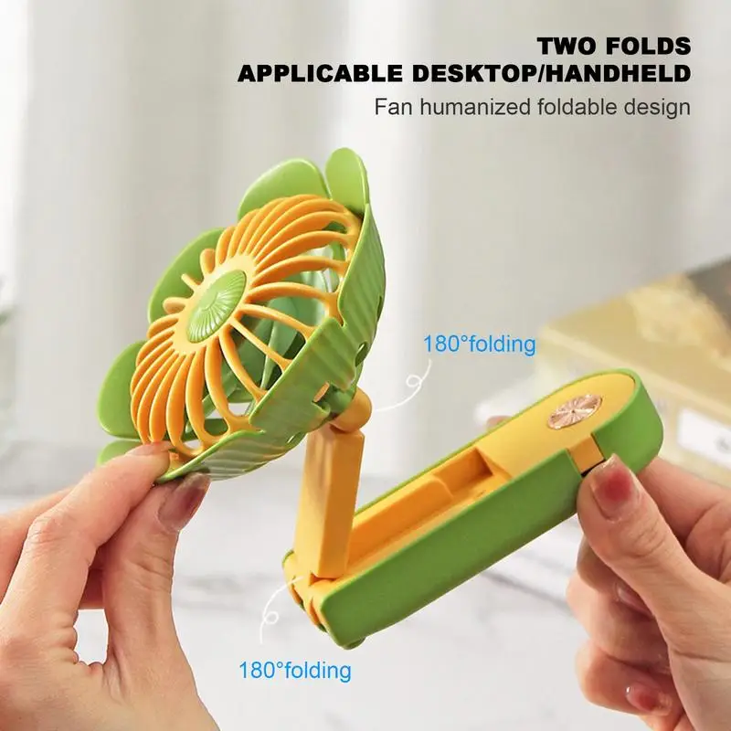 Personal Handheld Fan Cute Sunflower Silent Cooling Air Fan Rechargeable Cartoon Air Circulator Device Portable Household