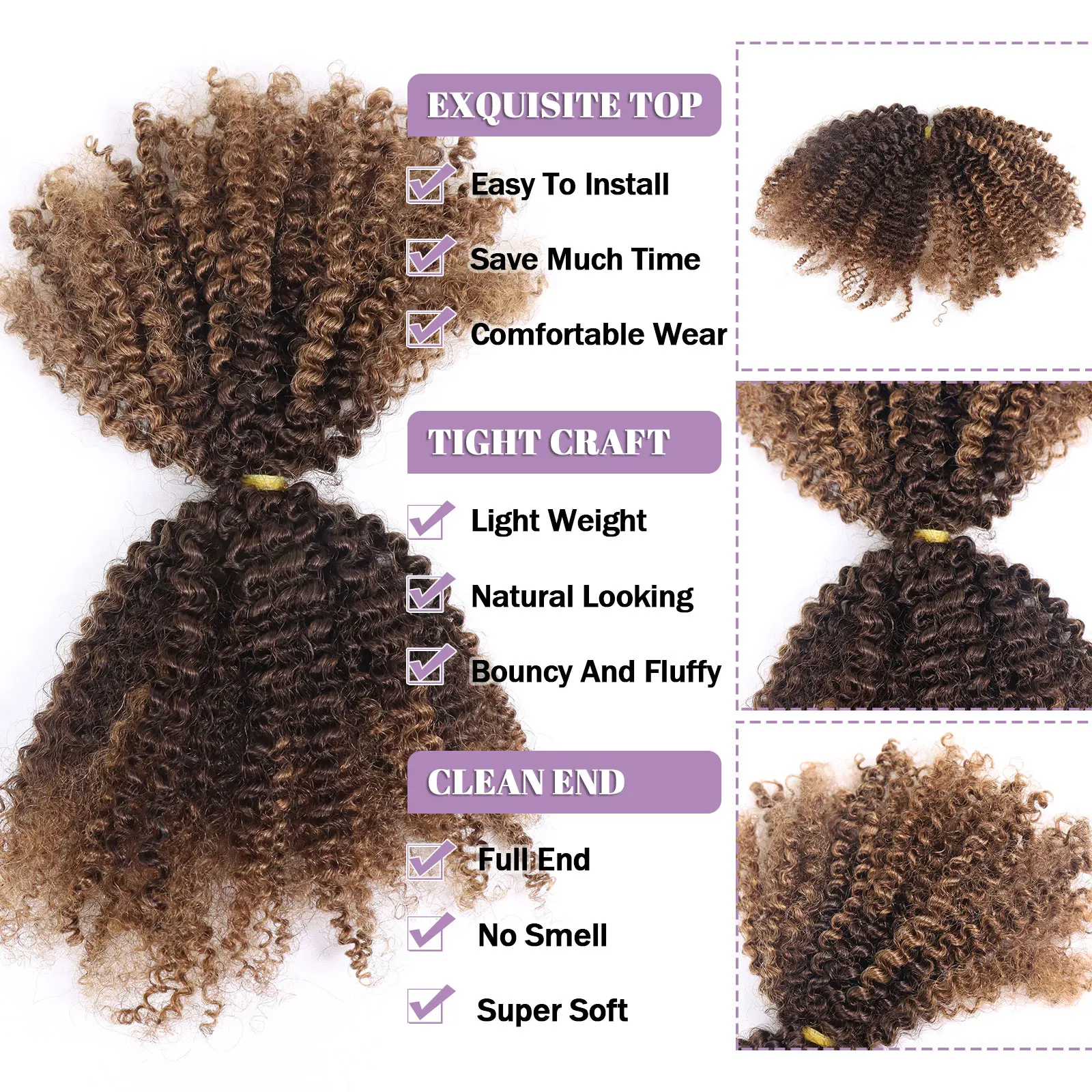 Human Hair Extensions Human Hair Bulk For Braiding 3B 3C Afro Kinky Curly Raw Brazilian Remy Crochet locs Bundles Wave 50G No Weft