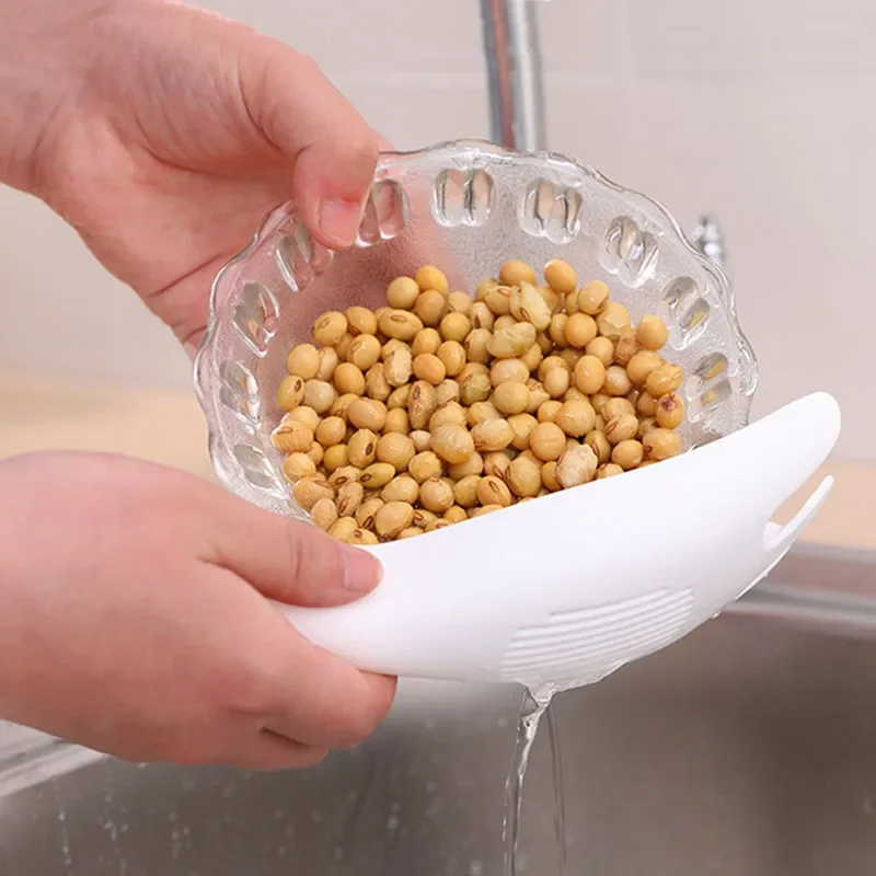 1PC Rice Sieve Spoon Kitchen Drain Colander With Handles Rice Bowl Strainer Washing Tools Sink Drain Household Tools rice sieve spoon