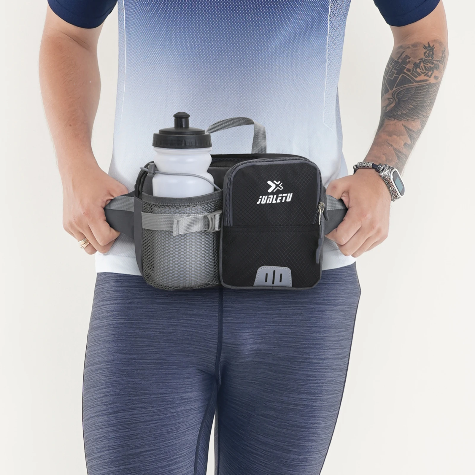 Outdoor Sports Waist Pack with Water Bottle Holder Bum Bag Waist Pouch for Hiking Cycle Running 5