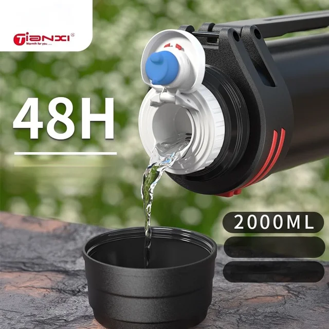 3000ML Black Household Stainless steel Thermos Bottle High-capacity Outdoors Motion Mountain Climbing Water Bottle Thermos Cup 4