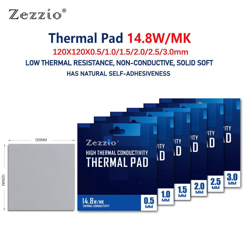 

Zezzio термальная накладка 14,8 Вт/MK 120x120 мм для PU/GPU графическая карта материнская плата многофункциональная термальная Силиконовая накладка