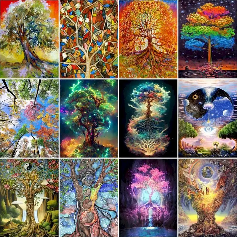 

GATYZTORY Abstract Pictures By Number Tree Landscape Kits Home Decor Painting By For Adults Drawing On Canvas Handpainted Art Gi