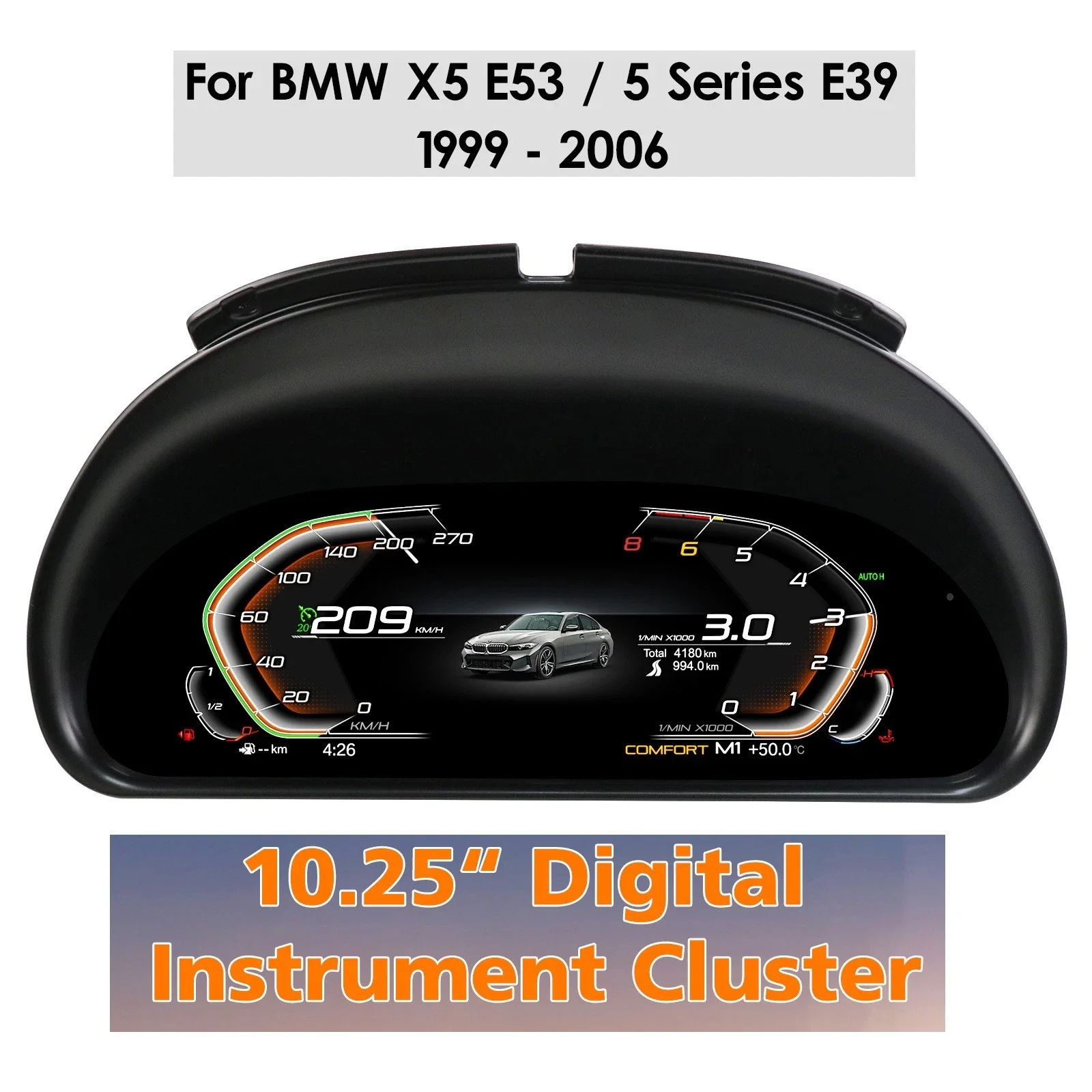 شاشة رقمية 10.25 بوصة لسيارات BMW X5 E53 E39 E38 1999-2006 تعمل بنظام لينكس، لوحة عدادات LCD مضادة للوهج، عداد سرعة رقمي، لوحة قيا...