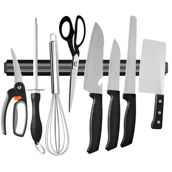 Kitchen Wall Mounted Magnetic Knife Holder Hardware Tools Absorbent Simple Multifunctional Shelf Plastic Stripe 1