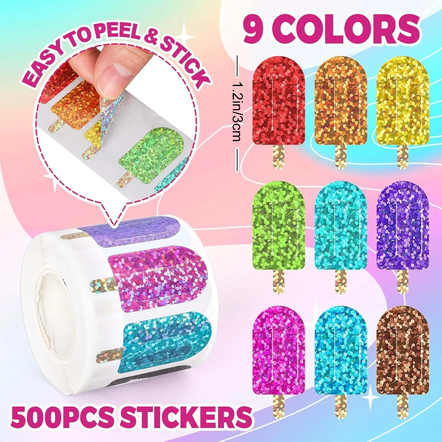 100-500pcs 빛나는 다채로운 스티커 선물 포장 레이블 어린이 보상 스티커 스크랩북 편지지 스티커