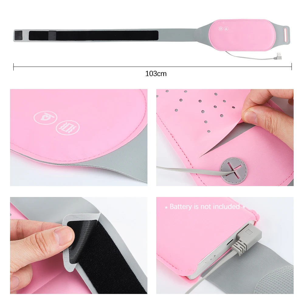 Pink Lycra Menstrual Heating Pad Abdominal Massager