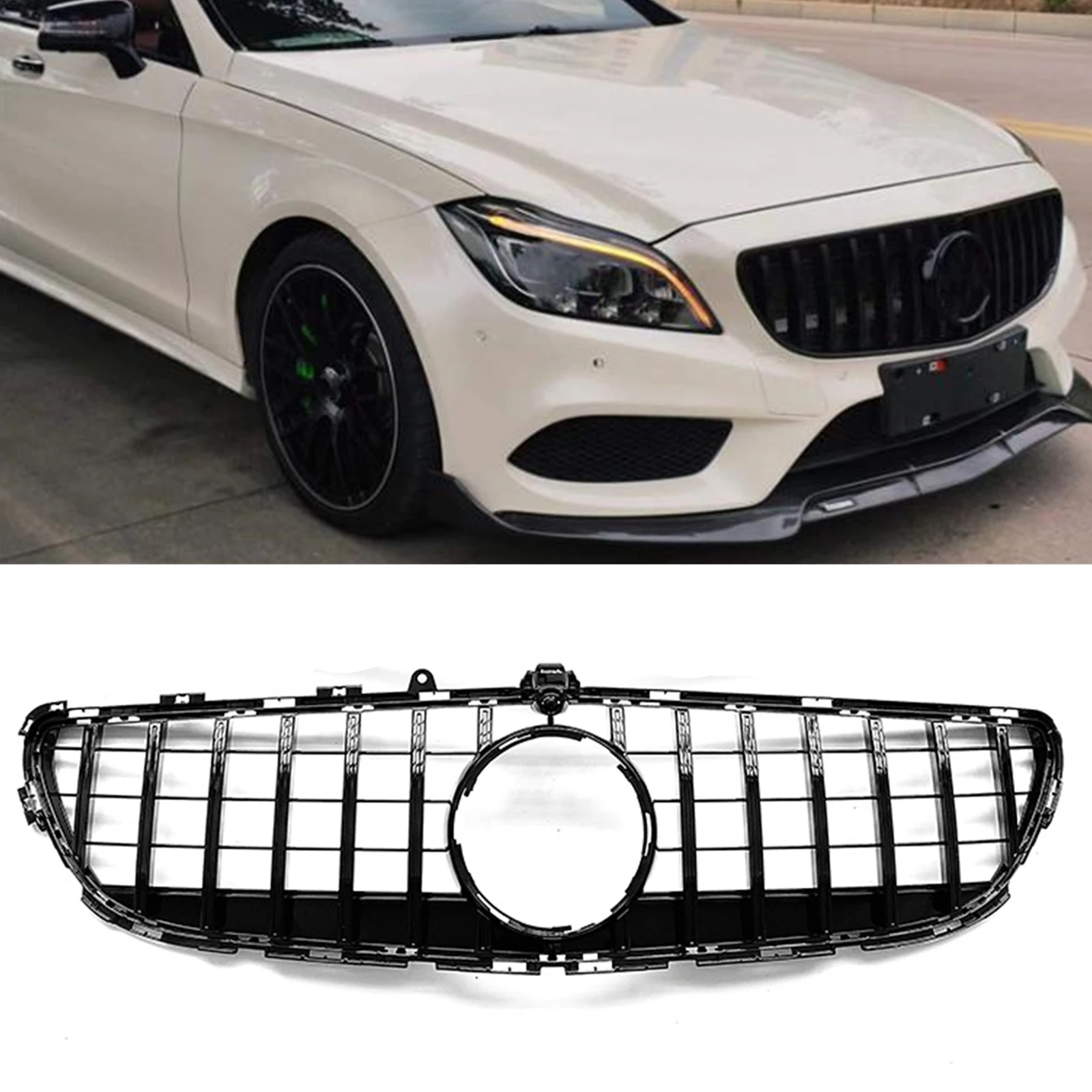 

Grill Front Grille For Mercedes Benz W218 CLS 2015-2018 CLS260 CLS300 CLS320 CLS350 CLS400 CLS500 GT Car Upper Bumper Hood Mesh