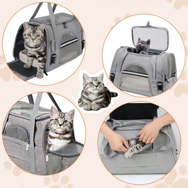 Cat Bags Soft-Sided Portable Dog Carrier Mesh Breathable Carrier Bags Foldable Cats Handbag Travel Pet Bag Transport Bag 2