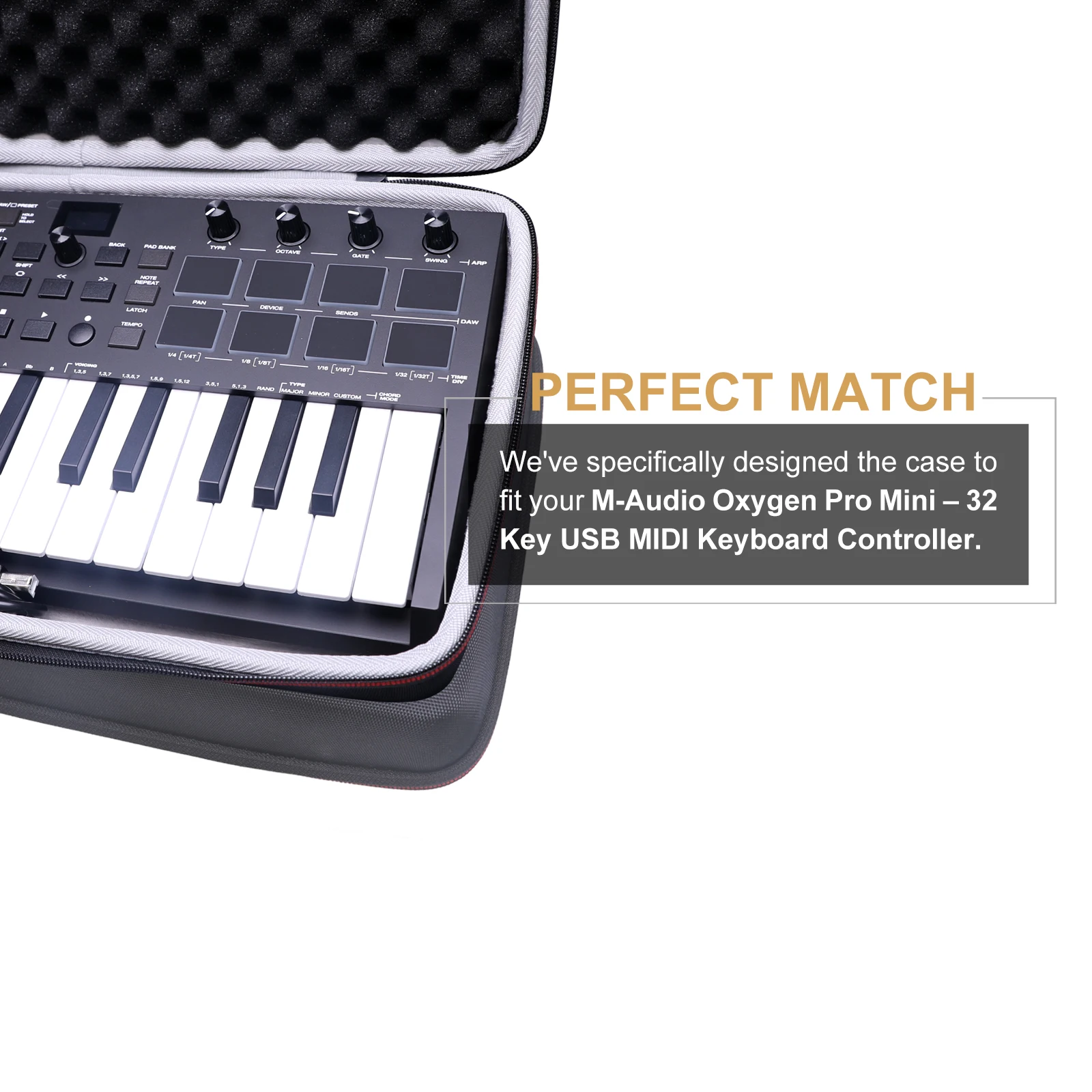 LTGEM eva Hard Case For MAudio Oxygen Pro Mini 32 Key MIDI Keyboard Controller Storage Bag dj controller case