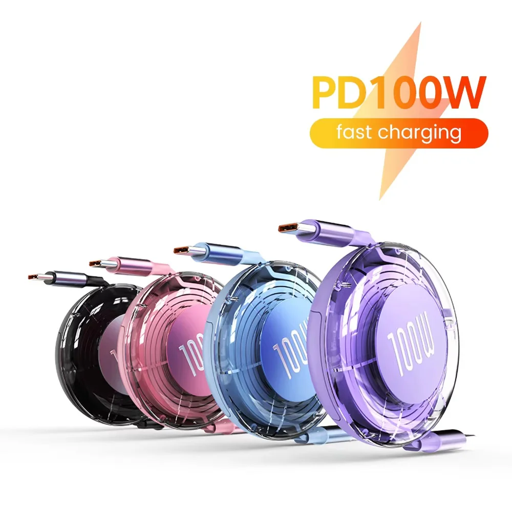 Retractable USB-C Cable - PD100W Fast Charging & Data Cord