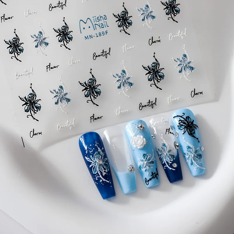 

[Meow.Sensei] Thin Flower Relief Nail Stickers Thin Transparent Nail Sticker Nail Jewelry Mn Joint-Name Series