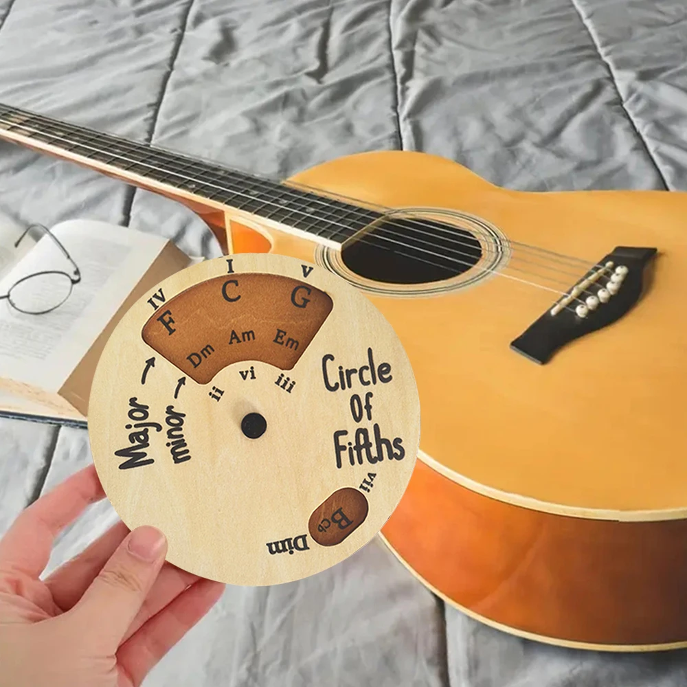 1PCS, Diameter: 12cm) The Circle Of Fifths Wooden Wheel: Melody Tool - Musical Educational Chord Wheel For Musicians And Songwriters, Ideal For Beginners & Pro