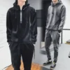 Man Winter Gold Velvet Sets Men's Plus Velvet Thick Hoodies with Pants Warm Sweater Winter Tracksuits 5