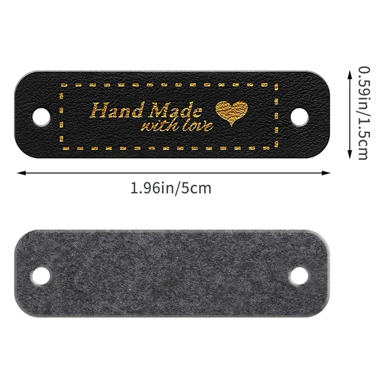 180Pcs Handmade PU Leather Tags Faux Leather Sew On Labels Embellishment Knit Accessories With Holes For DIY Crafts