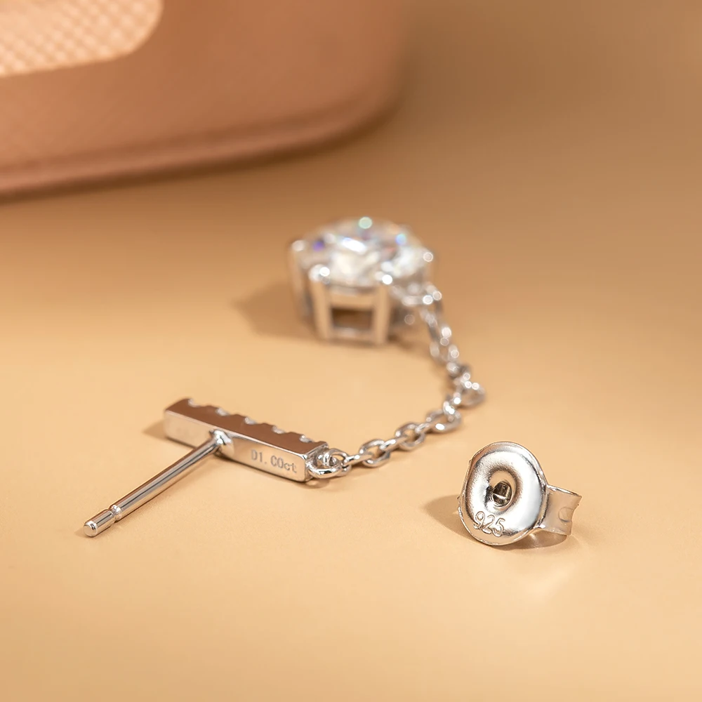 Orecchini Donna In Argento 925 Con Moissanite 1 Ct – Regalo Fidanzamento O Compleanno