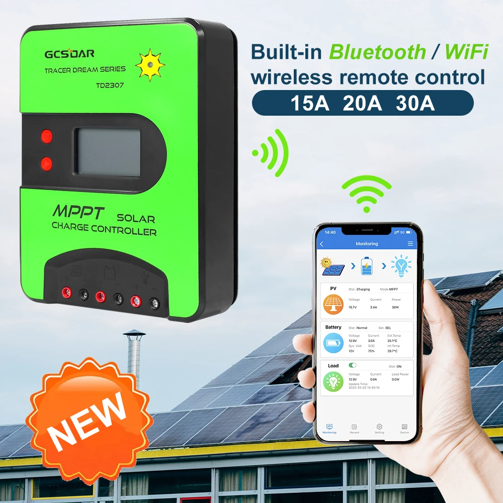 15A 20A 30A 40A MPPT Solar Charge Controller WIFI Bluetooth control 12V ...