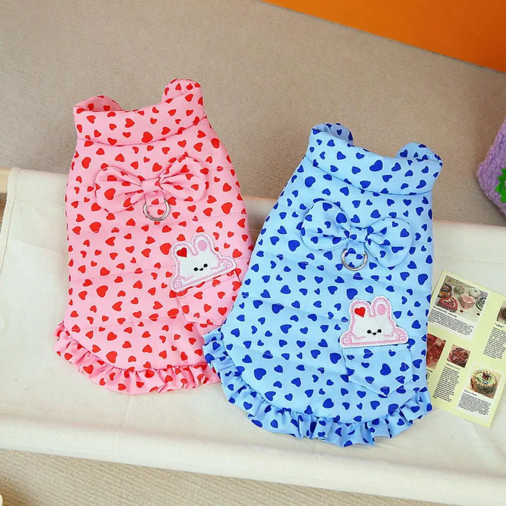Pets Winter Clothes Bow Design Puppy Cat Warm Dress Soft Dog Clothes Puppy vest Keep Warm In Winter