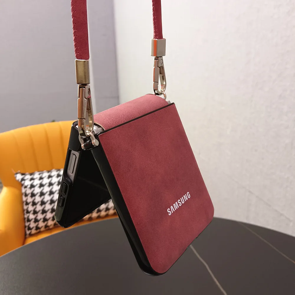 SheepSkin PU Leather Phone Cover with Wrist Strap and Portable Lanyard