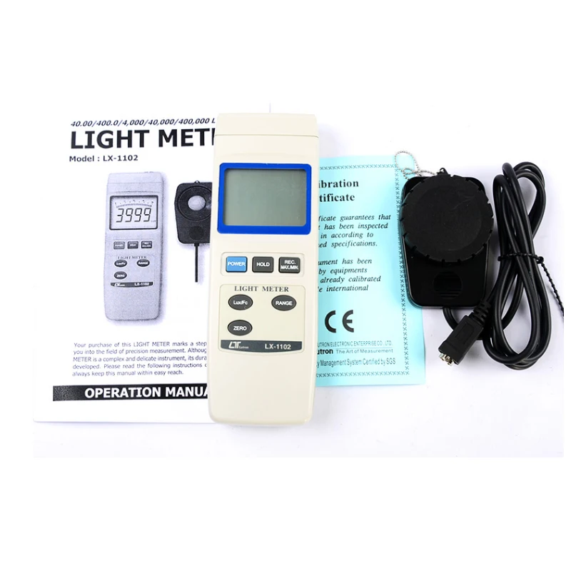 LUTRON LX-1102 LX1102 Digital Light Meter Lux Luminometer Lllumination Design 400000 Lux 5 Ranges