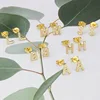 MHS.SUN Wholesale Zircon Initial Letters A-Z Stud Earrings For Women Girls Gold/Silver Color Cute Small Mini Alphabet Earrings 4