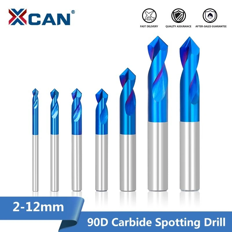 XCAN Carbide Spotting Drill 90D 2 Flute Start Location Center Bit Pilot