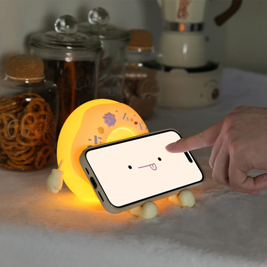 충전식 USB 테이블 램프 LED 야간 조명 장식, 침실 생일 크리스마스, 아이 선물, 케이크 도넛, 귀여운 음식 야간 조명