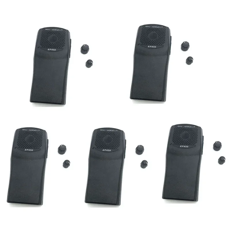Lot 5 Set Front Panel Cover Case Housing Shell with Volume and Channel Knobs for Motorola EP450 Two Way Radio Walkie Talkie
