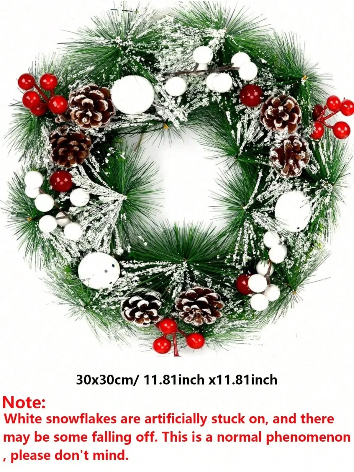 Julkrans för ytterdörr med kottar och snöflingor_voghion.com