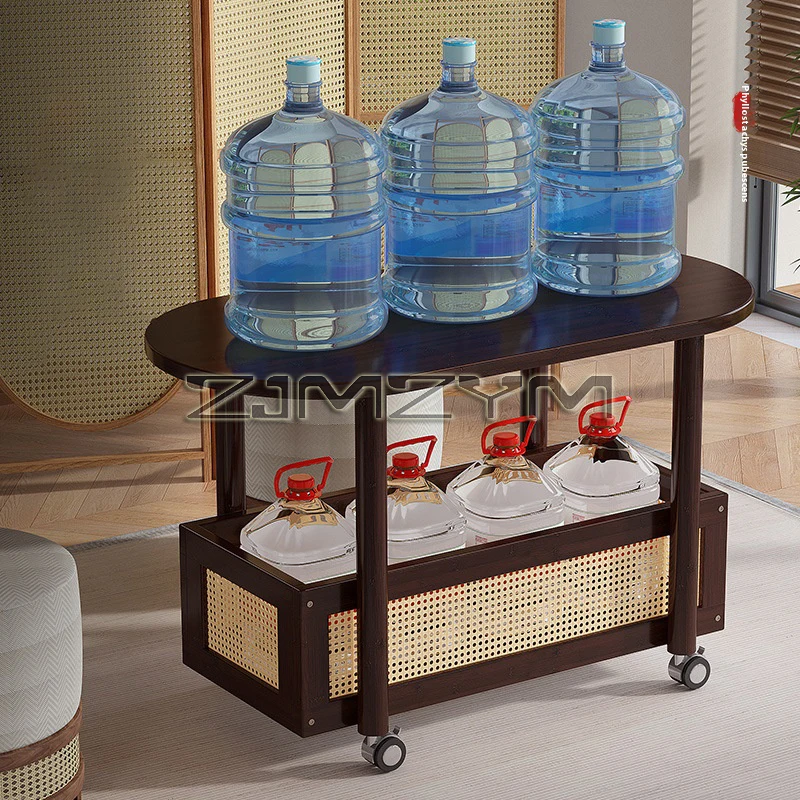 طاولة القهوة المتنقلة، طاولة حافة تخزين مزدوجة الط...